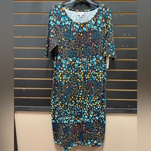 NWT LuLaRoe Julia Dress XL Black Floral Stretch Bodycon